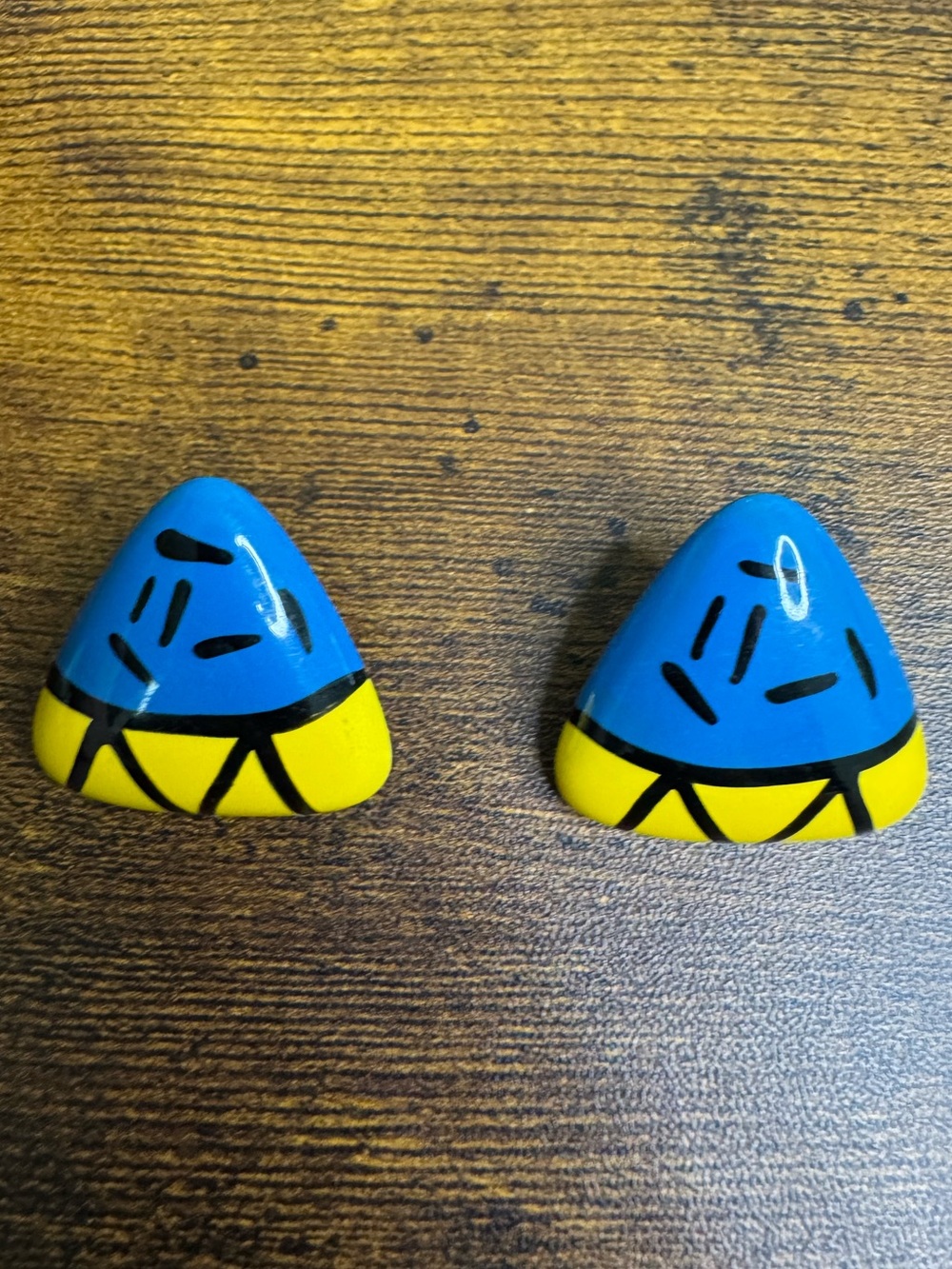 4/$20 Vintage Blue and Yellow Triangle Statement Earrings